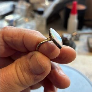 Pink galaxy marquise Sterling Ring, size 6 1/4